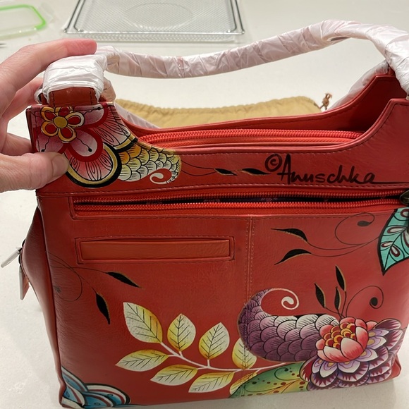 Anuschka Red Floral Shoulder Bag - Picture 9 of 11